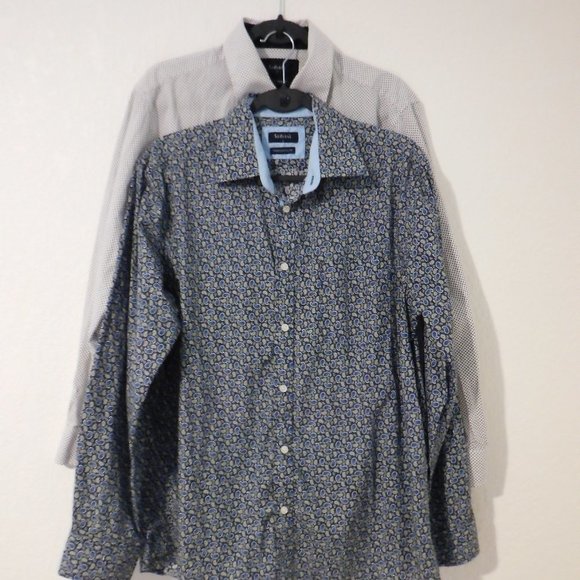 Lot of 2 Sedyrak Dress Shirt Regular Fit Long Sleeve Button Down Business Casual - Picture 2 of 13